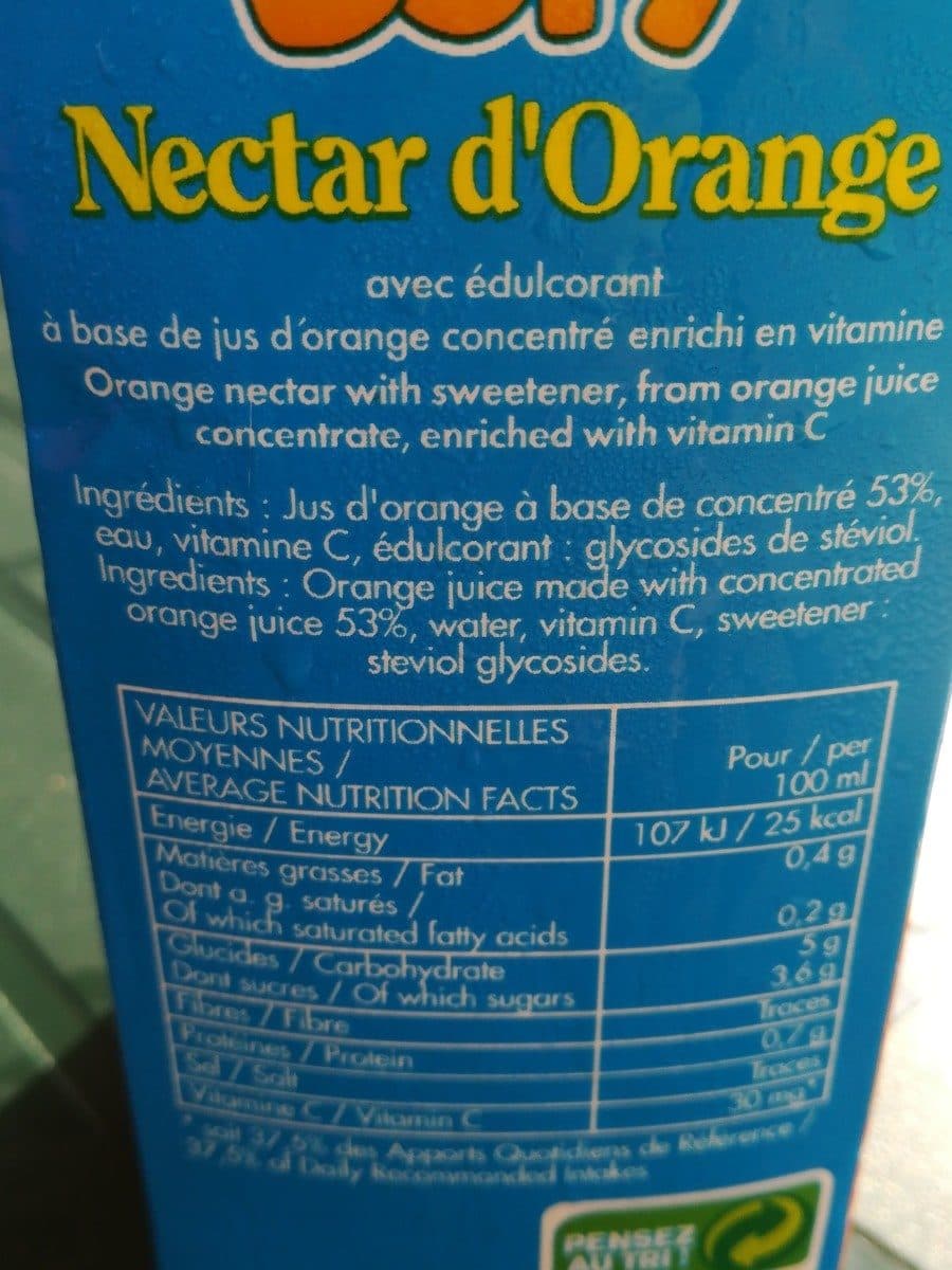 Open Food Facts Jus Nectar D'orange packshot