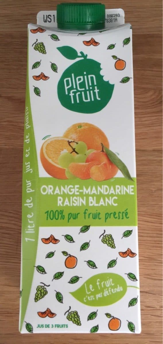 Plein Fruit Pur jus d'orange, mandarine et raison blanc packshot