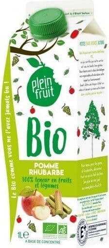 Plein Fruit Jus de pomme et rhubarbe bio packshot
