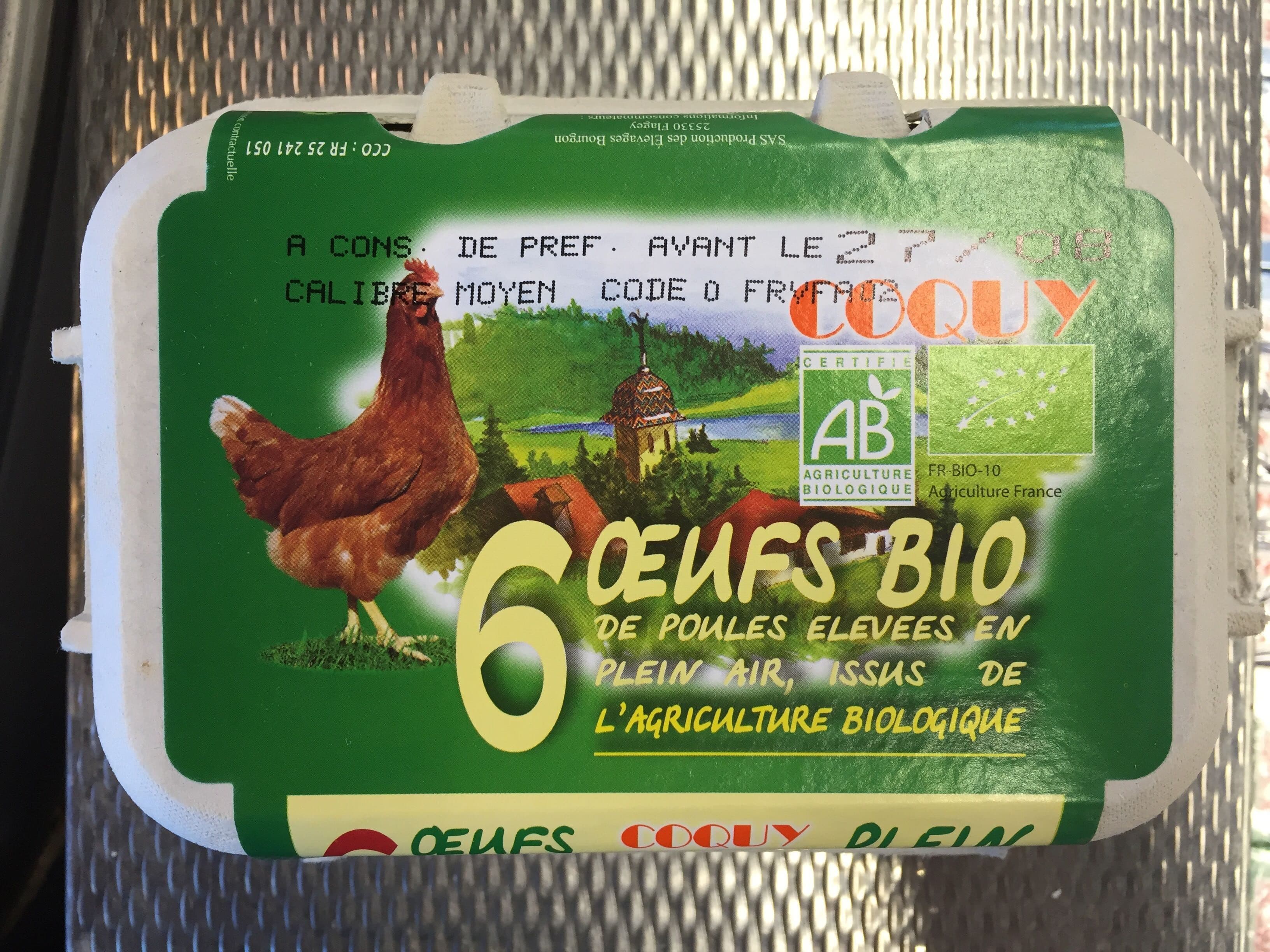 Coquy Œufs bio de poules élevées en plein air packshot