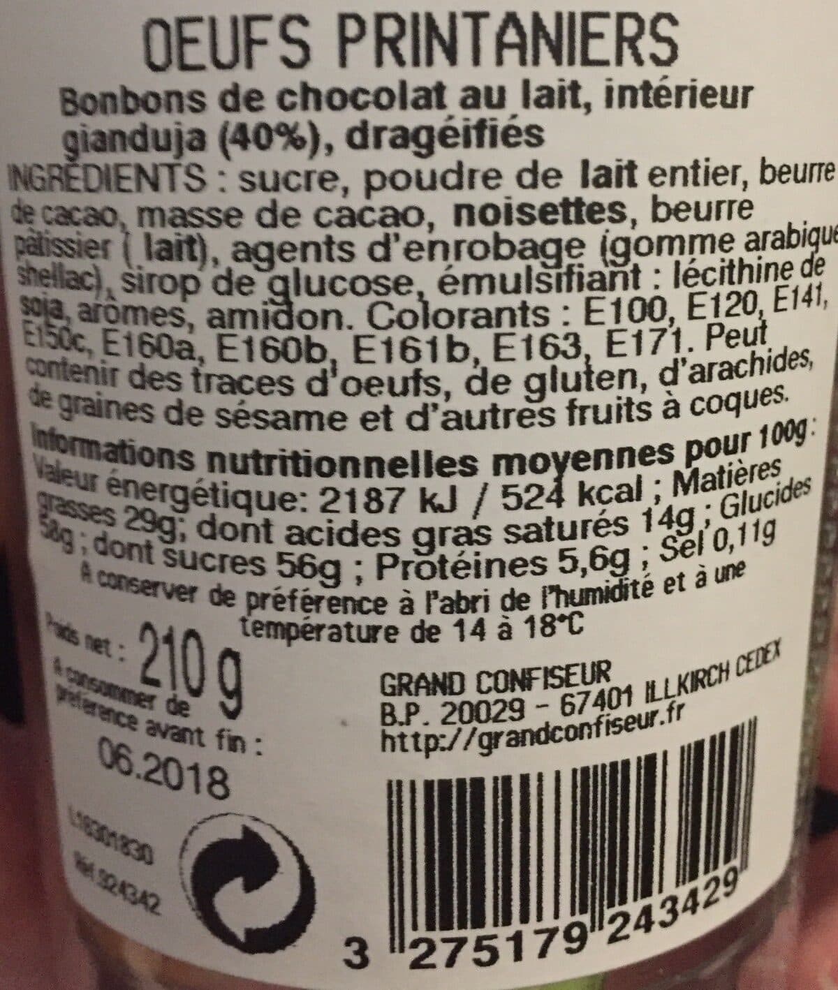Open Food Facts Chocolat au lait fourré gianduja packshot
