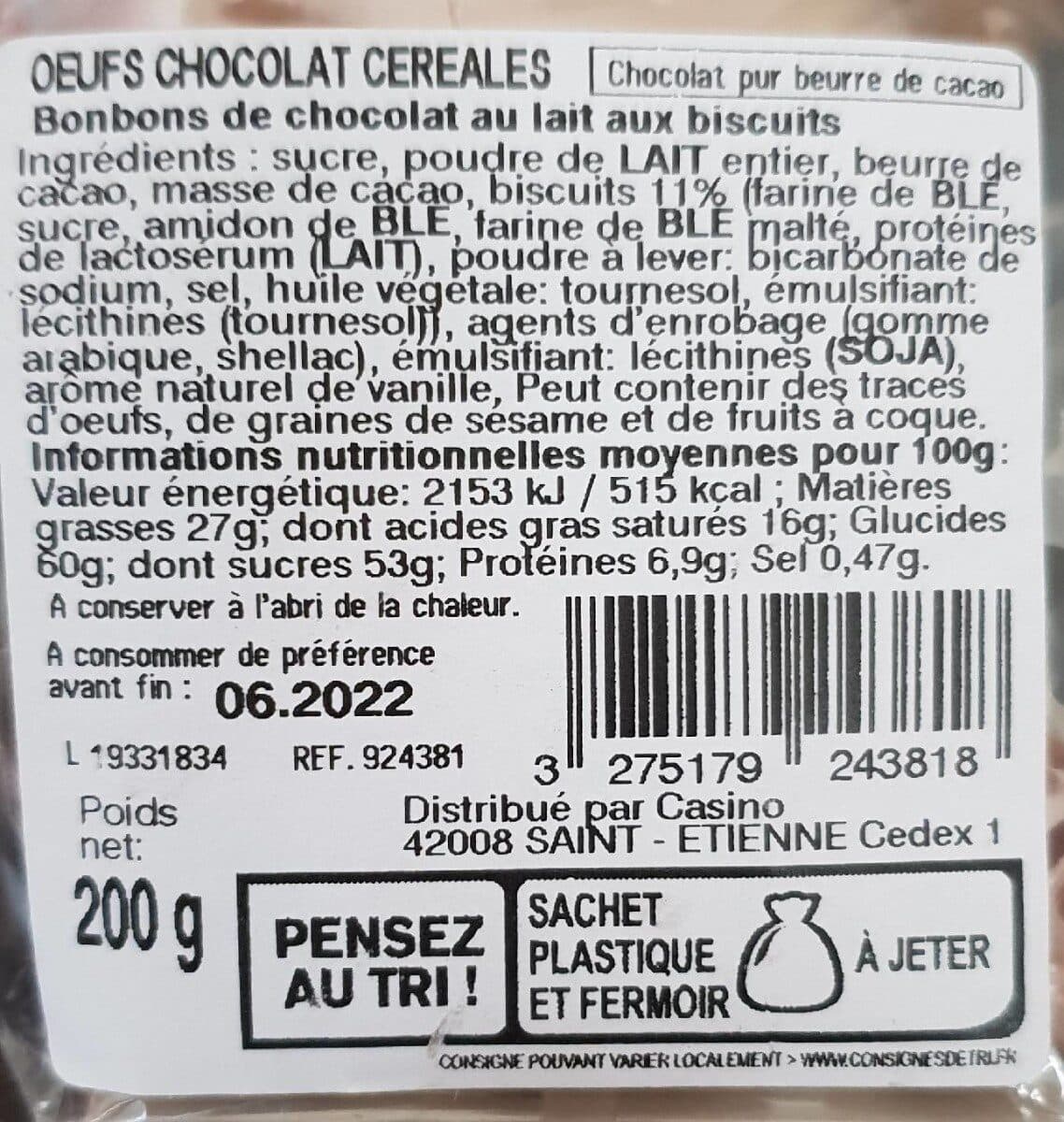 Open Food Facts Œufs chocolat céréales packshot