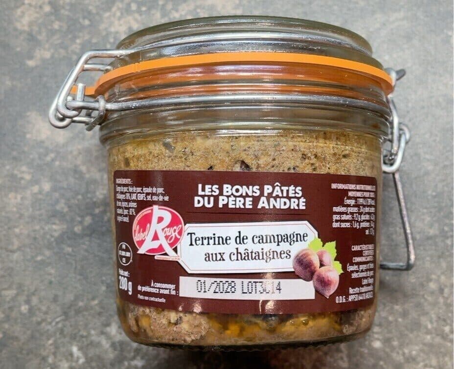 Les Bons Pâtés du Père André Terrine de campagne aux chataignes packshot
