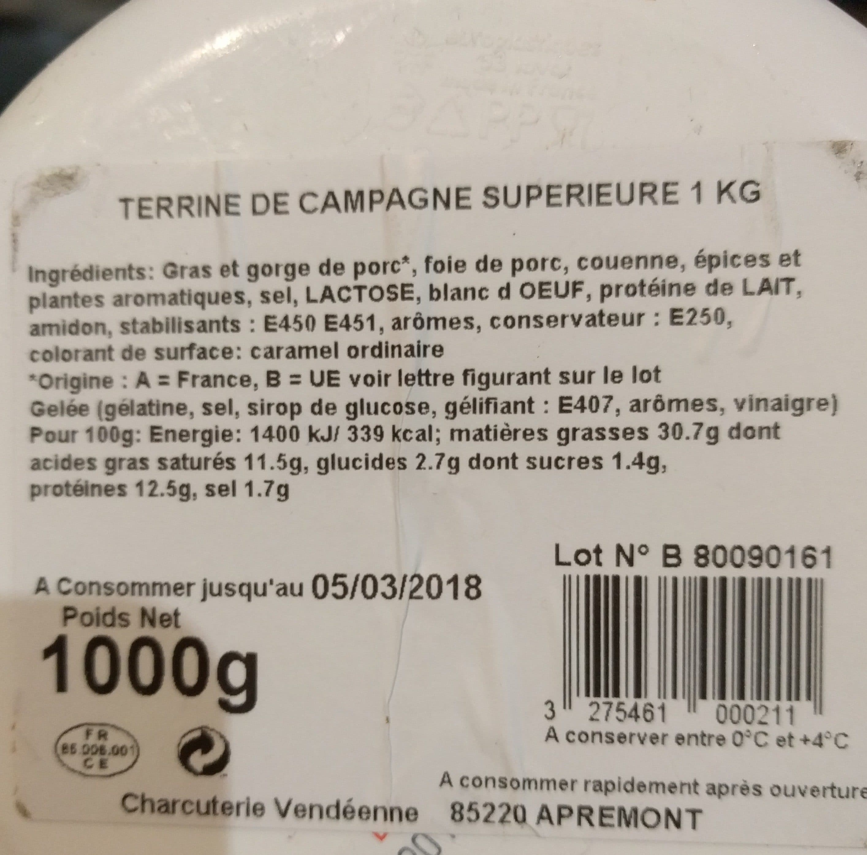 Petitgas La terrine de Campagne supérieure packshot