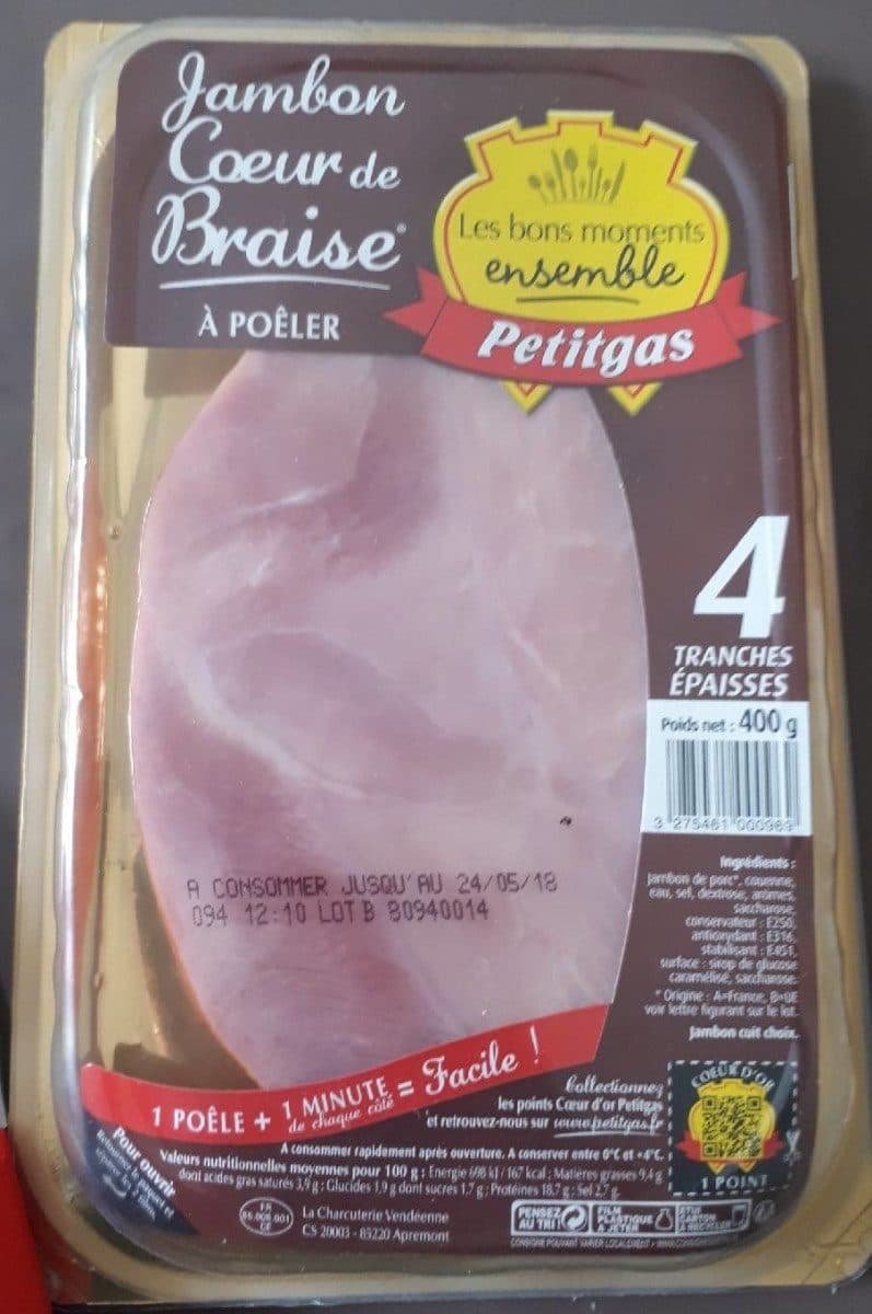 Petitgas Petitgas jambon coeur braise tranche epaisse x4 packshot