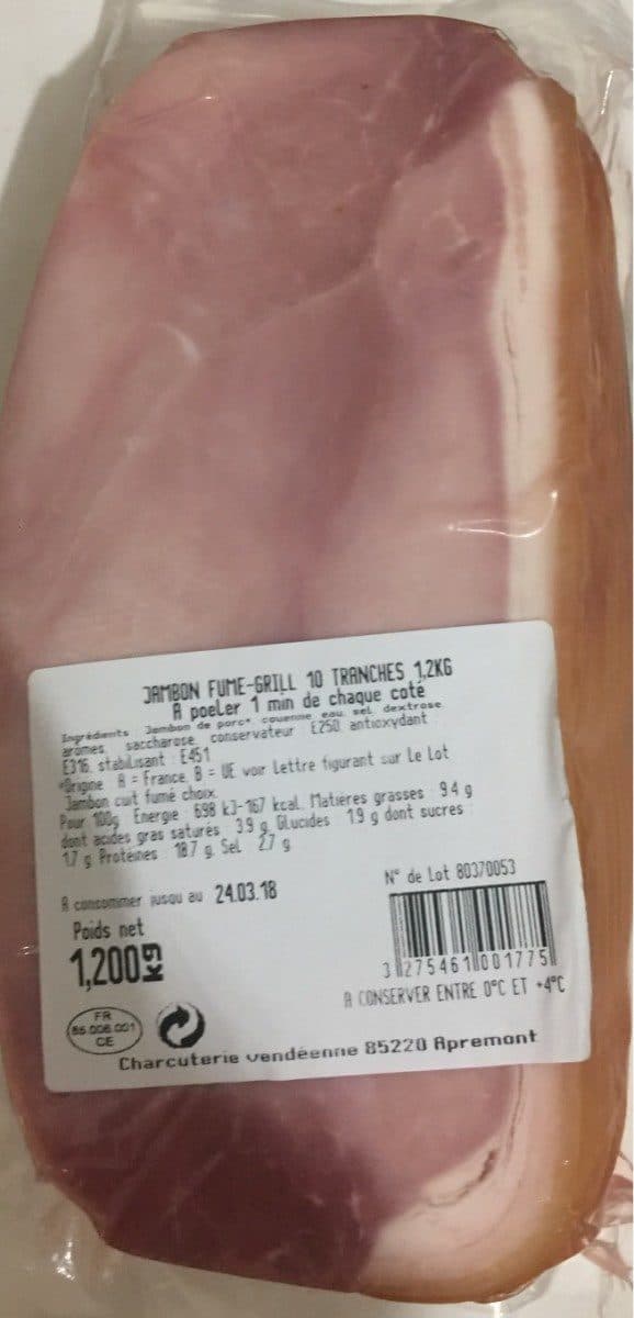 Open Food Facts Jambon fumé a griller packshot