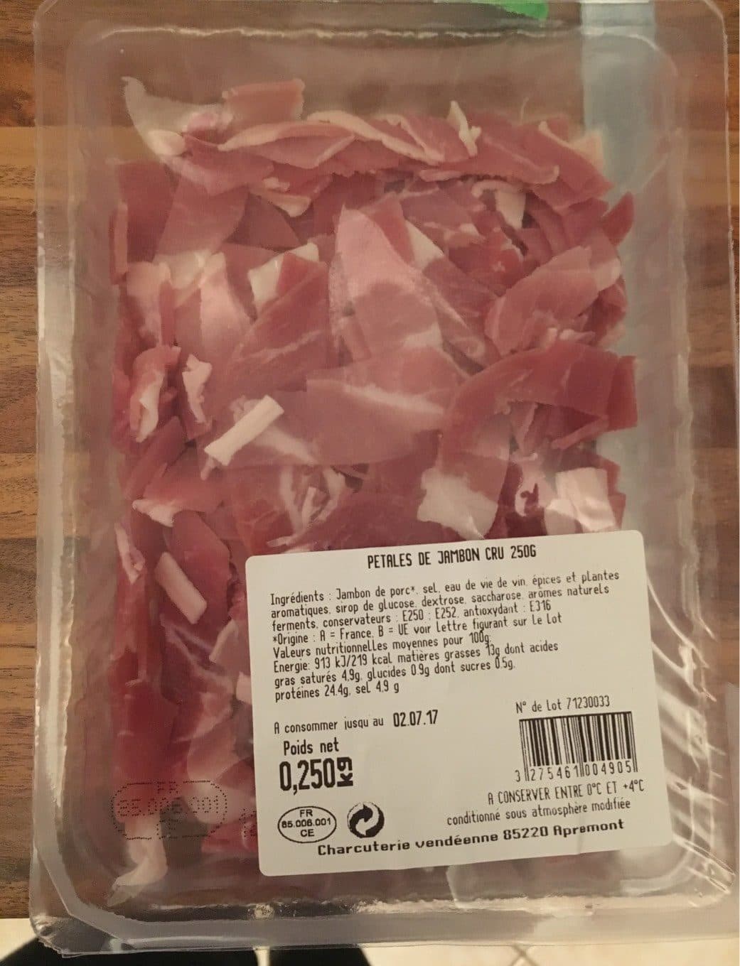 Charcuterie Vendeenne Petales de jambon cru packshot