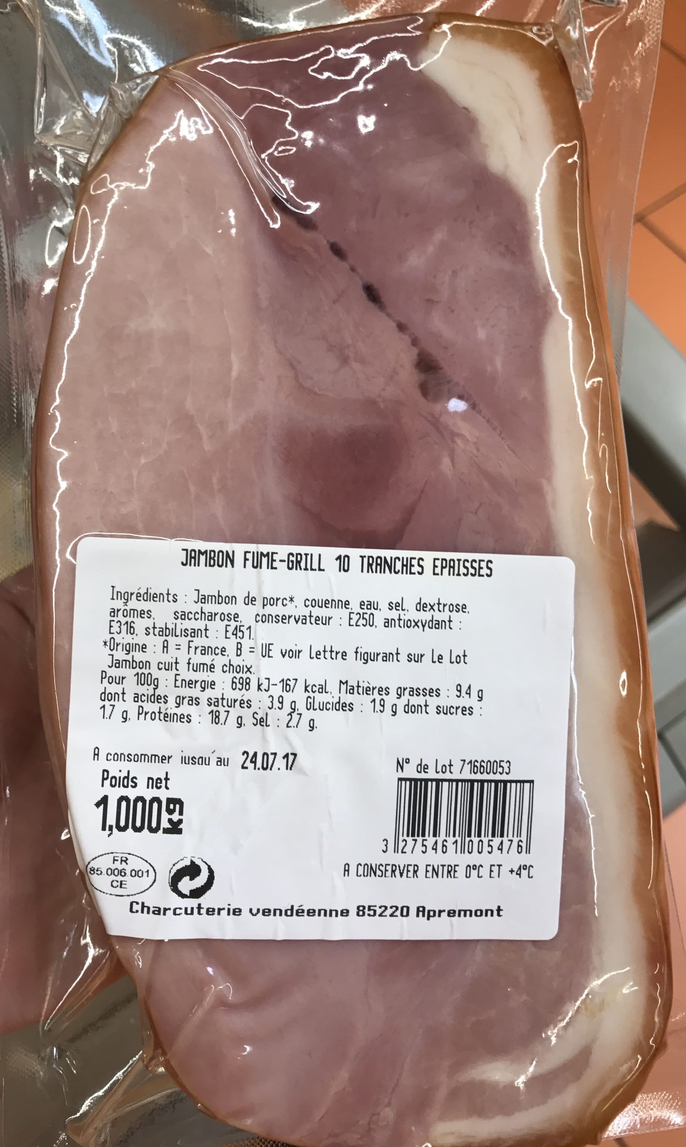 Charcuterie vendéenne Jambon fumé-grill packshot