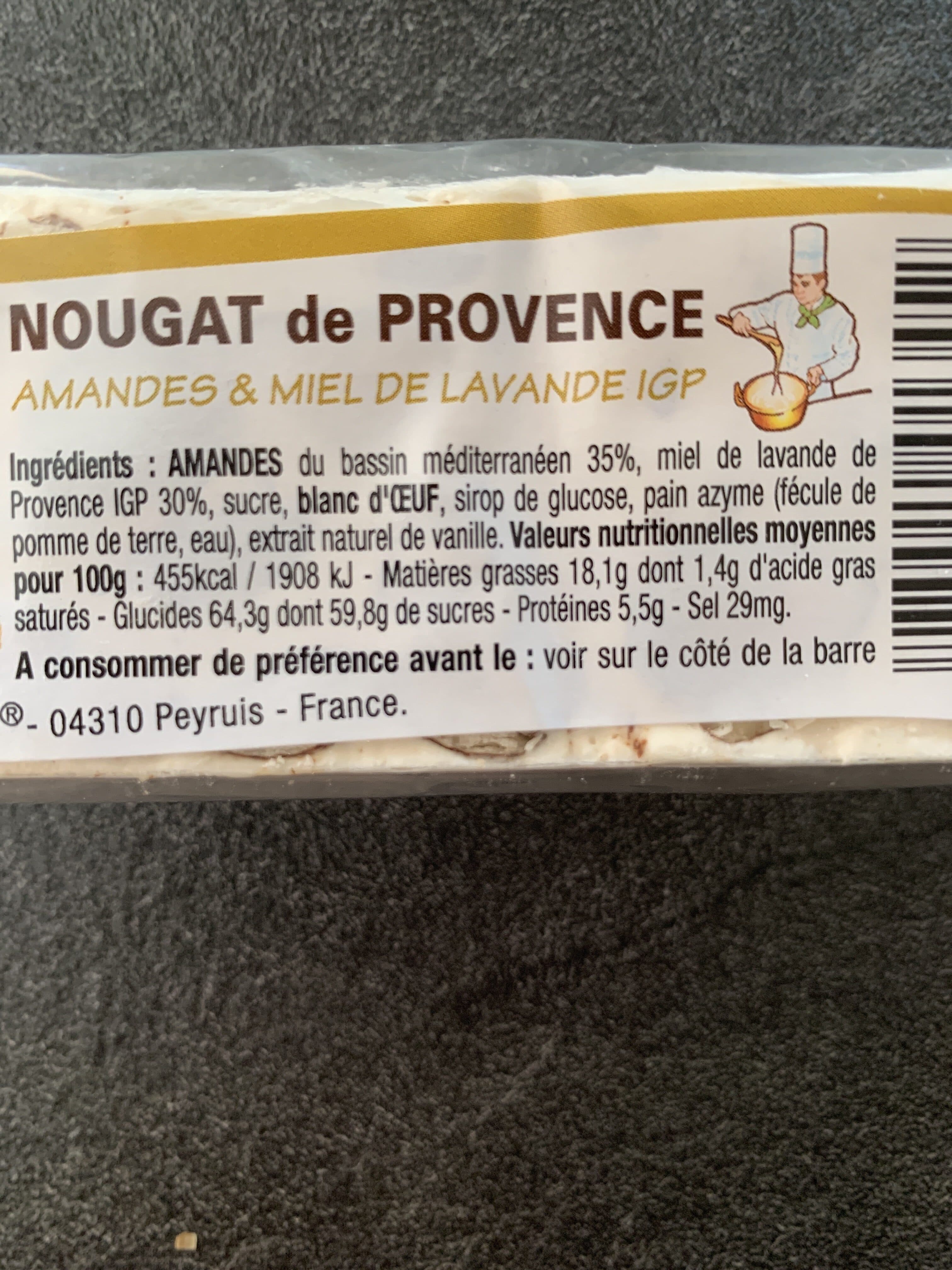 Le nougatier Provençal Nougat blanc aux amandes MANON, barre de packshot