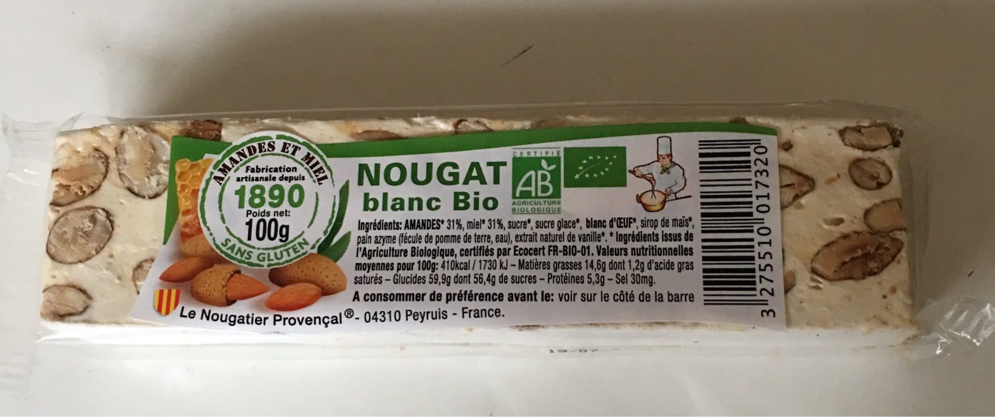 Le Nougatier Provencal Nougat blanc Bio packshot