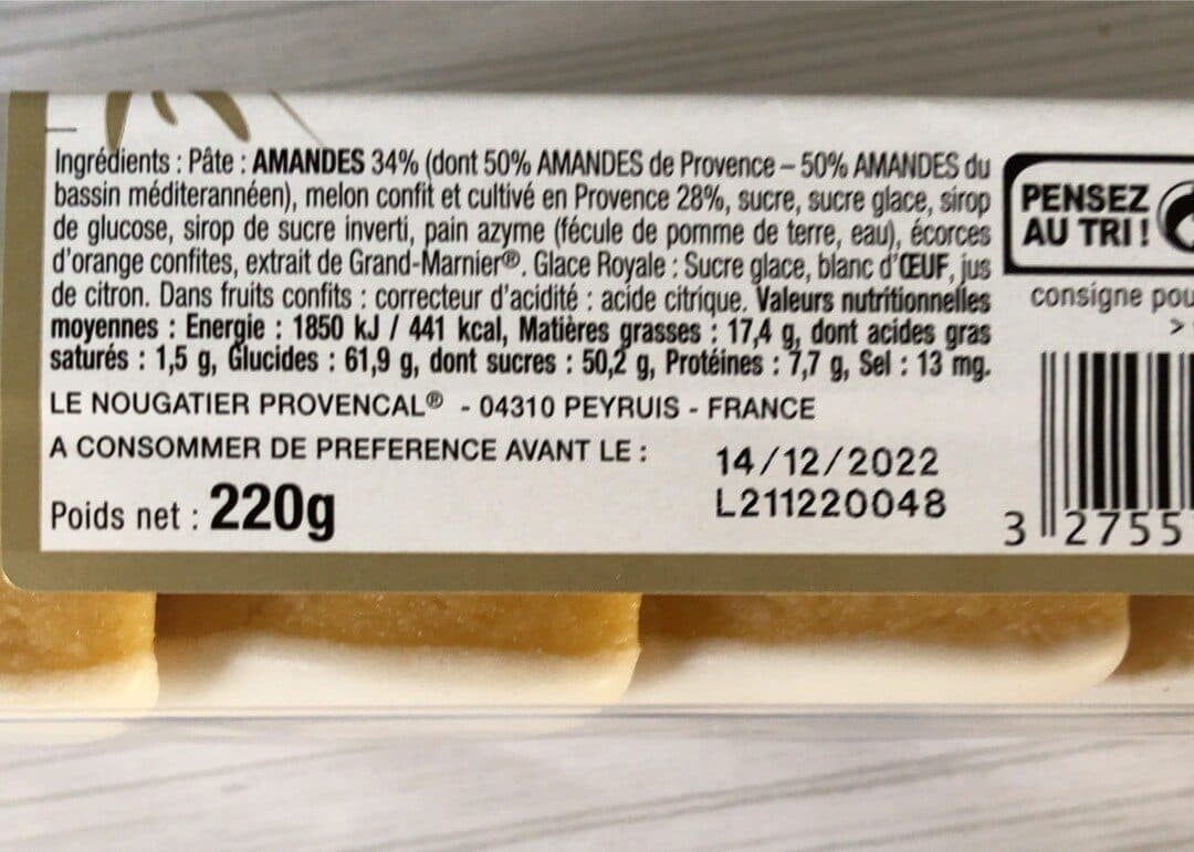 Le Nougatier Provençal calisson packshot