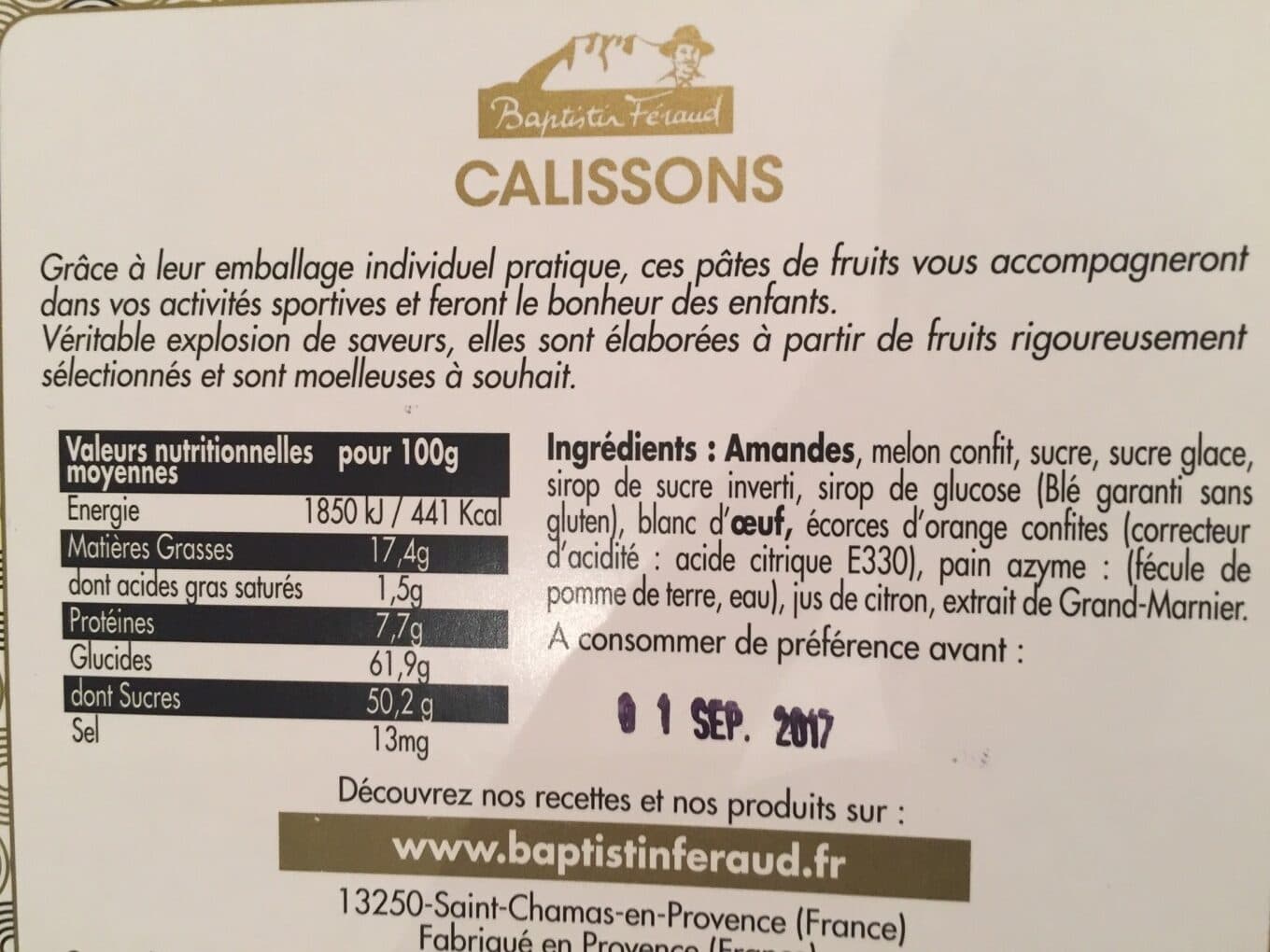 Baptistin Feraud Calissons de provence packshot