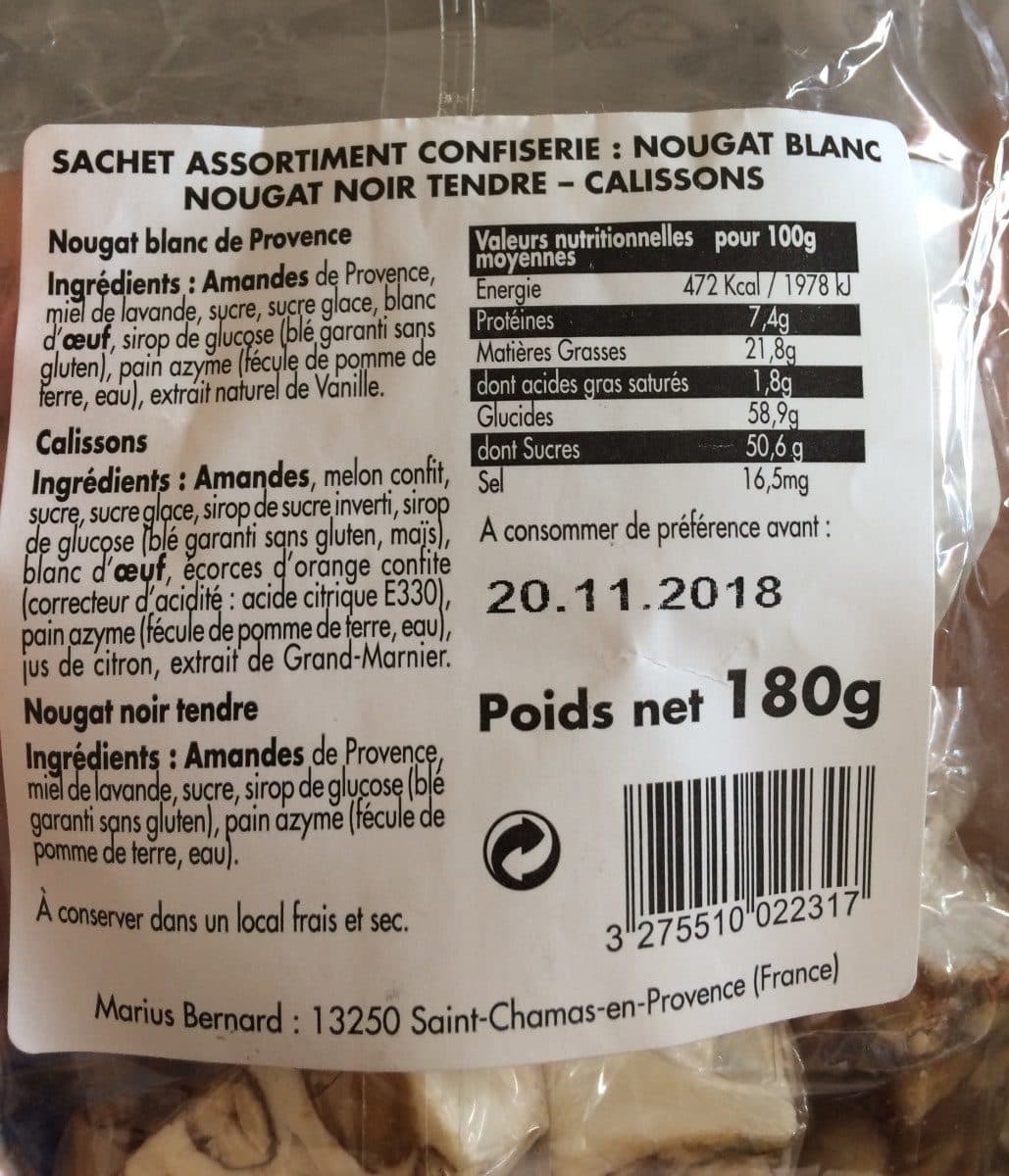Baptistin Féraud Calisson Nougat Noir Nougat Blanc 180g packshot