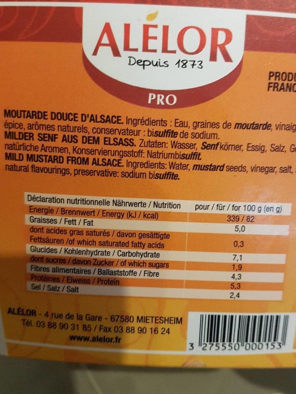 Alelor Moutarde Douce D'alsace packshot
