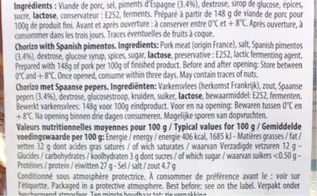 Open Food Facts CHORIZO AUX PIMENTS D'ESPAGNE packshot