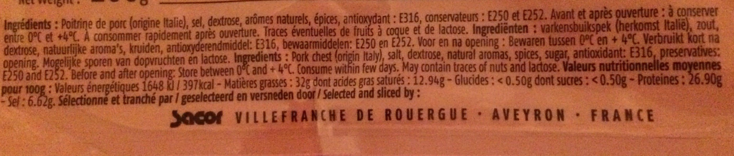 Open Food Facts PANCETTA packshot