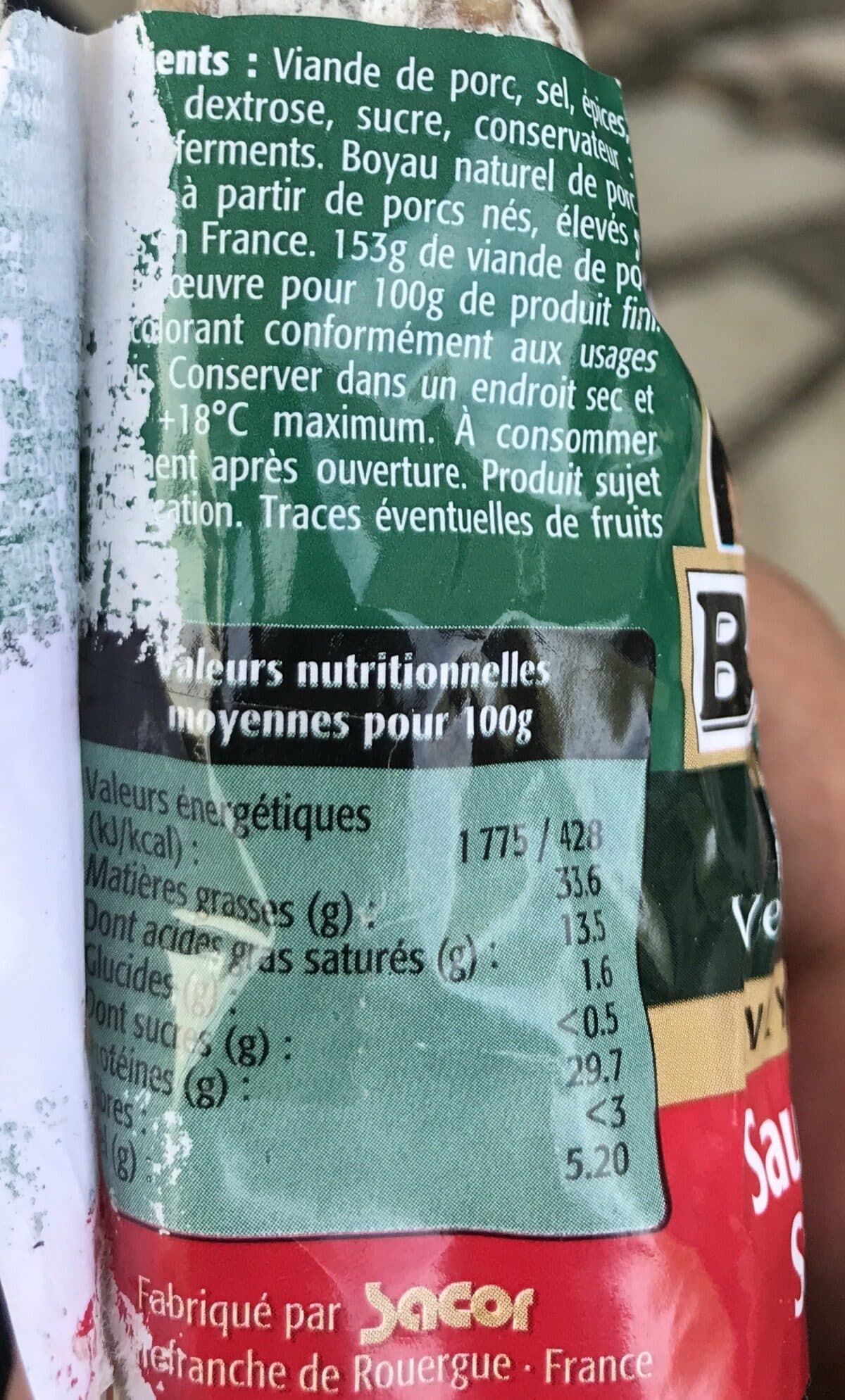 Open Food Facts saucisson sec packshot
