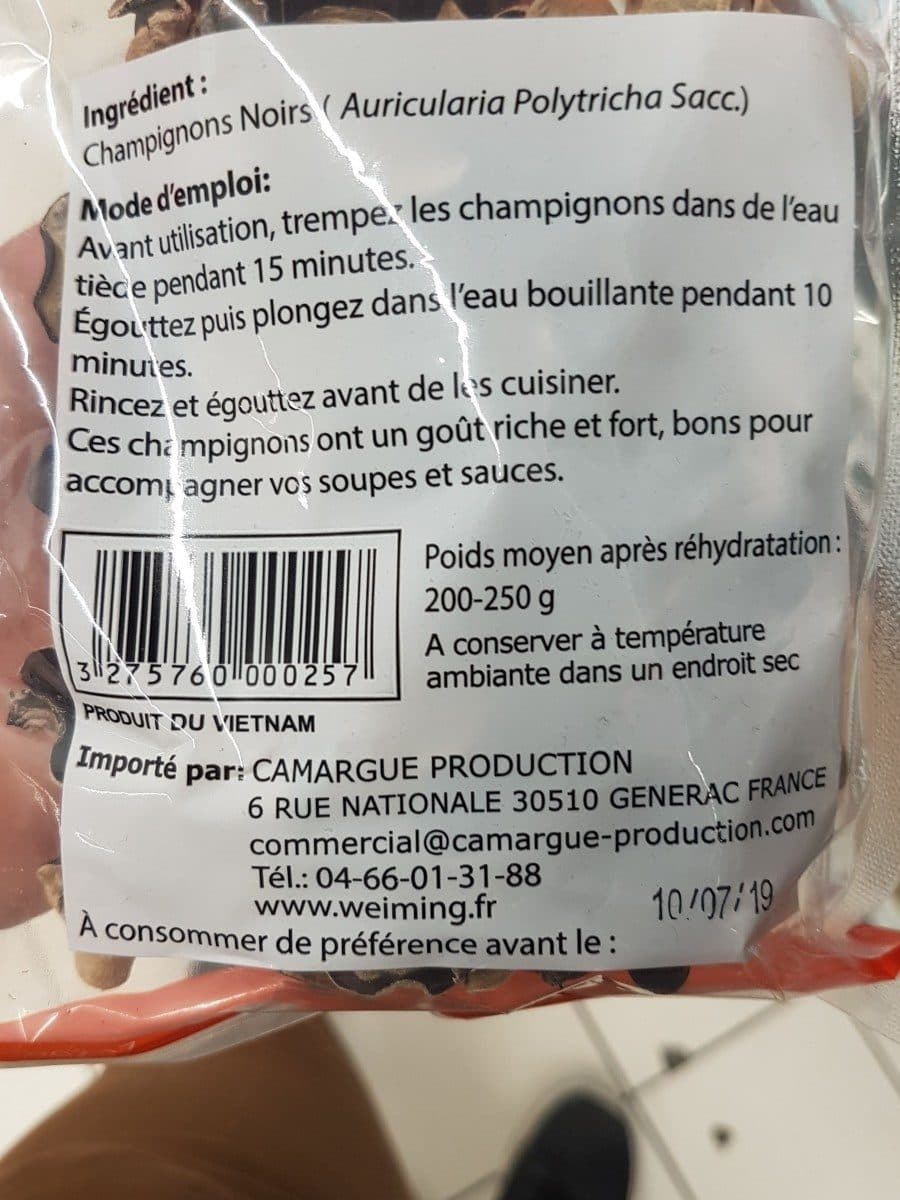 Wei Ming Champignons Noirs Déshydratés packshot