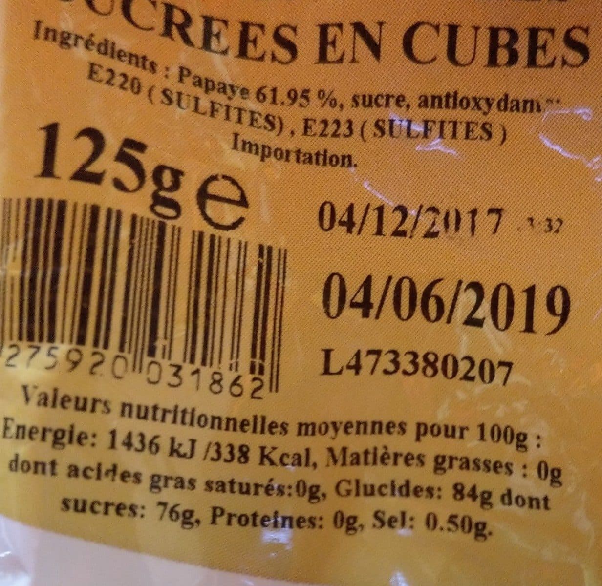 Melissa Papayes séchées sucrées en cubes packshot