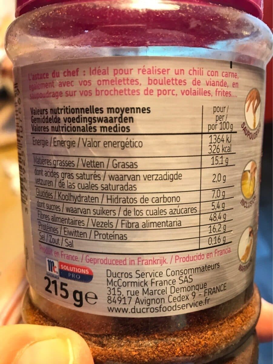 Ducros Poudre De Chili Sans Sel Ajouté packshot