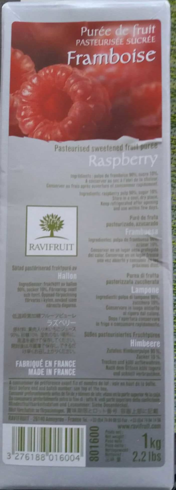 Ravifruit Purée de fruits pasteurisé sucrée framboise packshot