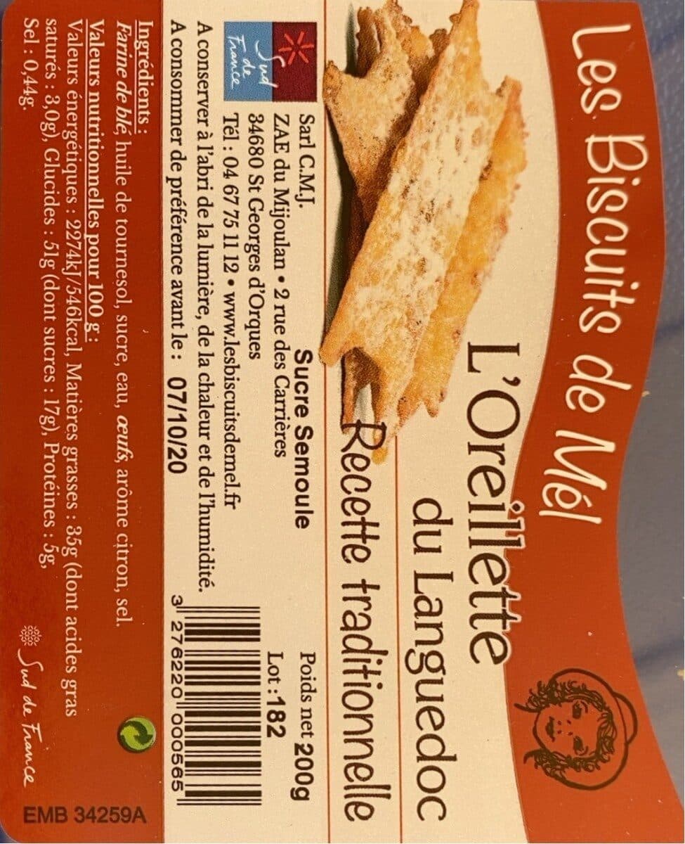 Les Biscuits de Mél Oreillette du languedoc packshot