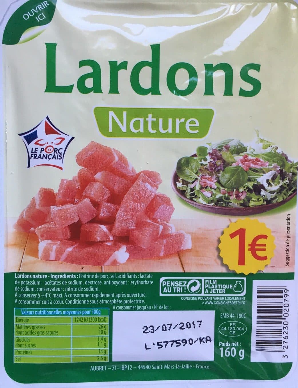 Leader Price Lardons Nature packshot