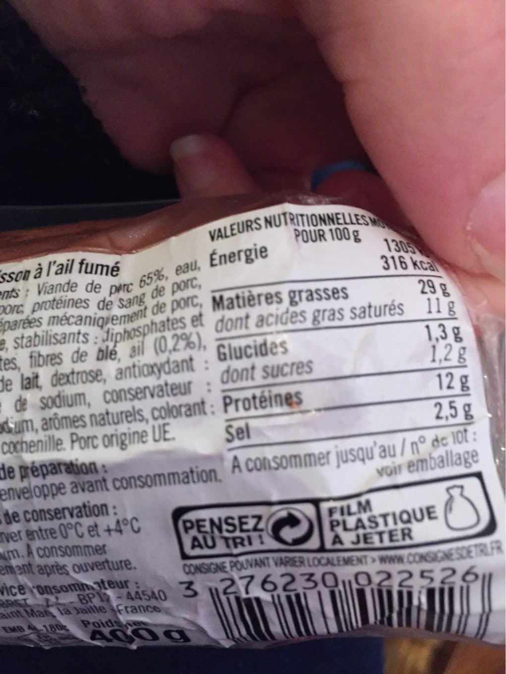 U Saucisson a l’ail fumé packshot