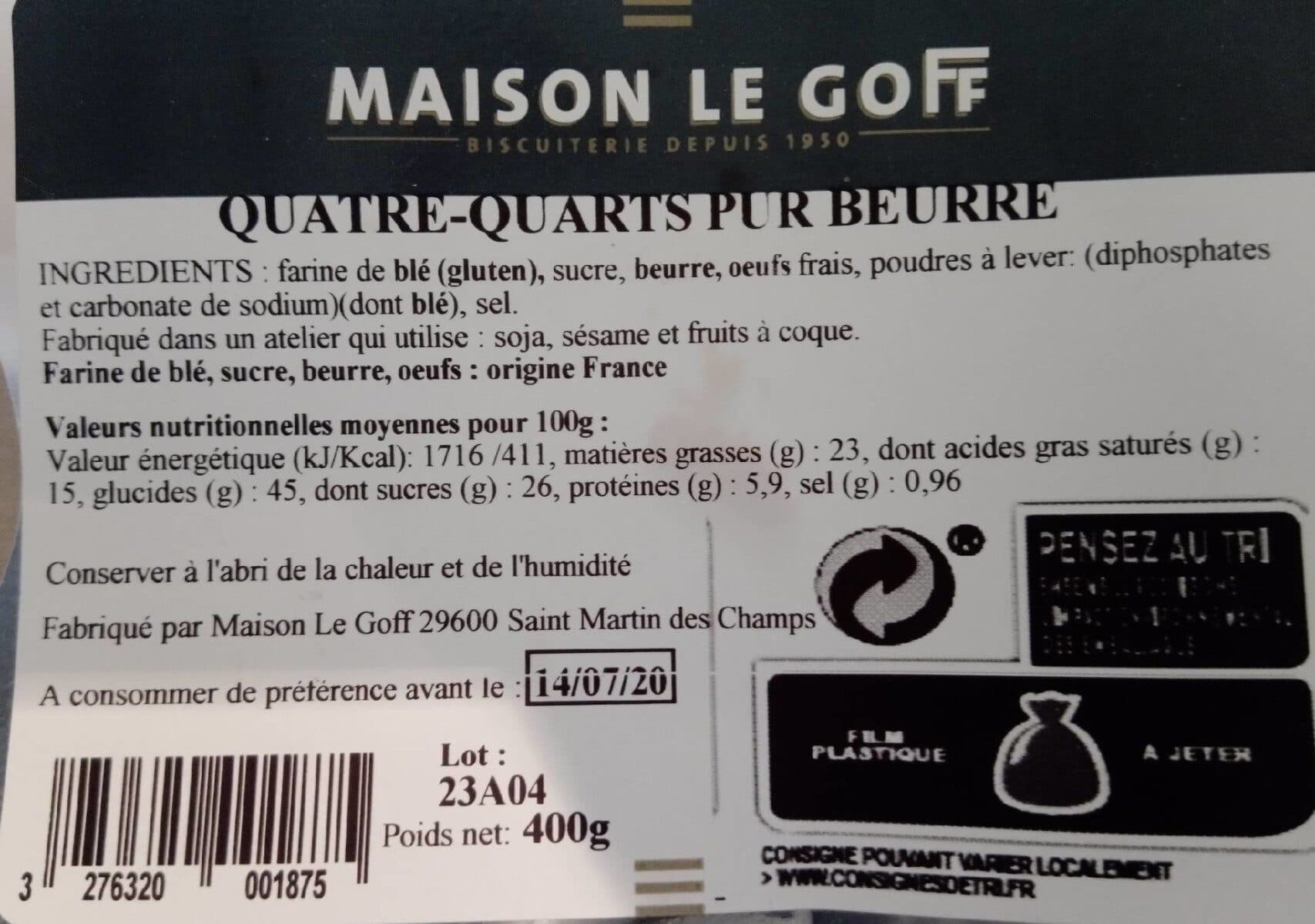 Le Goff Pâtissier Quatre-quarts pur beurre packshot