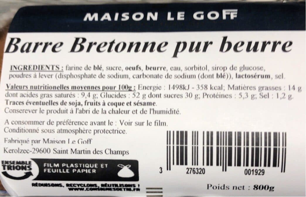 Le Goff Barre-bretonne pur beurre packshot