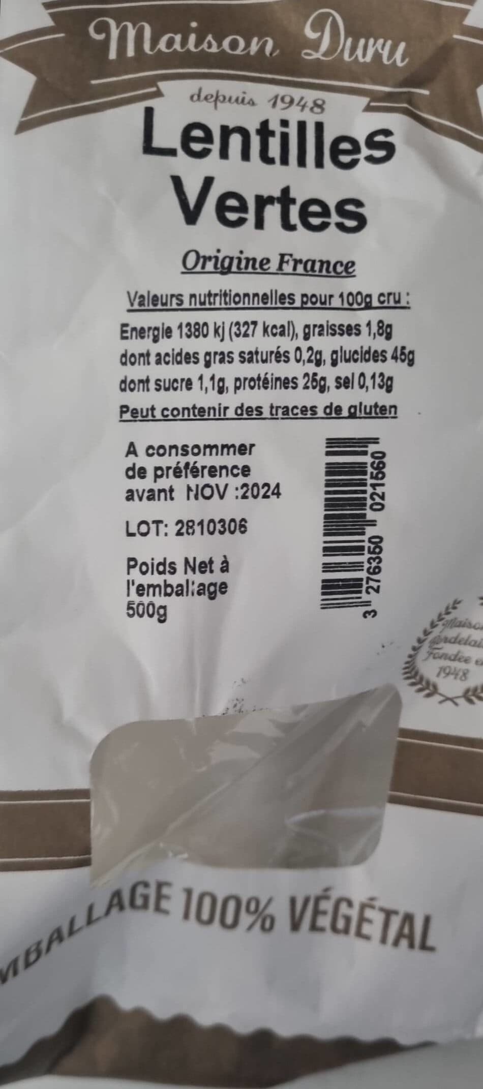 MAISON DURU Lentilles Vertes packshot