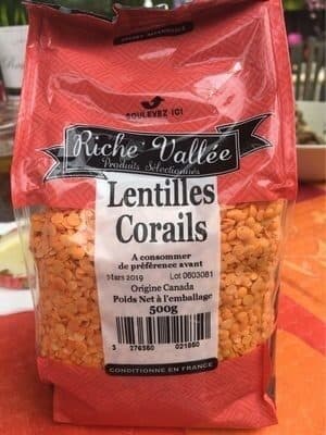 Riche Valee Lentilles corails packshot
