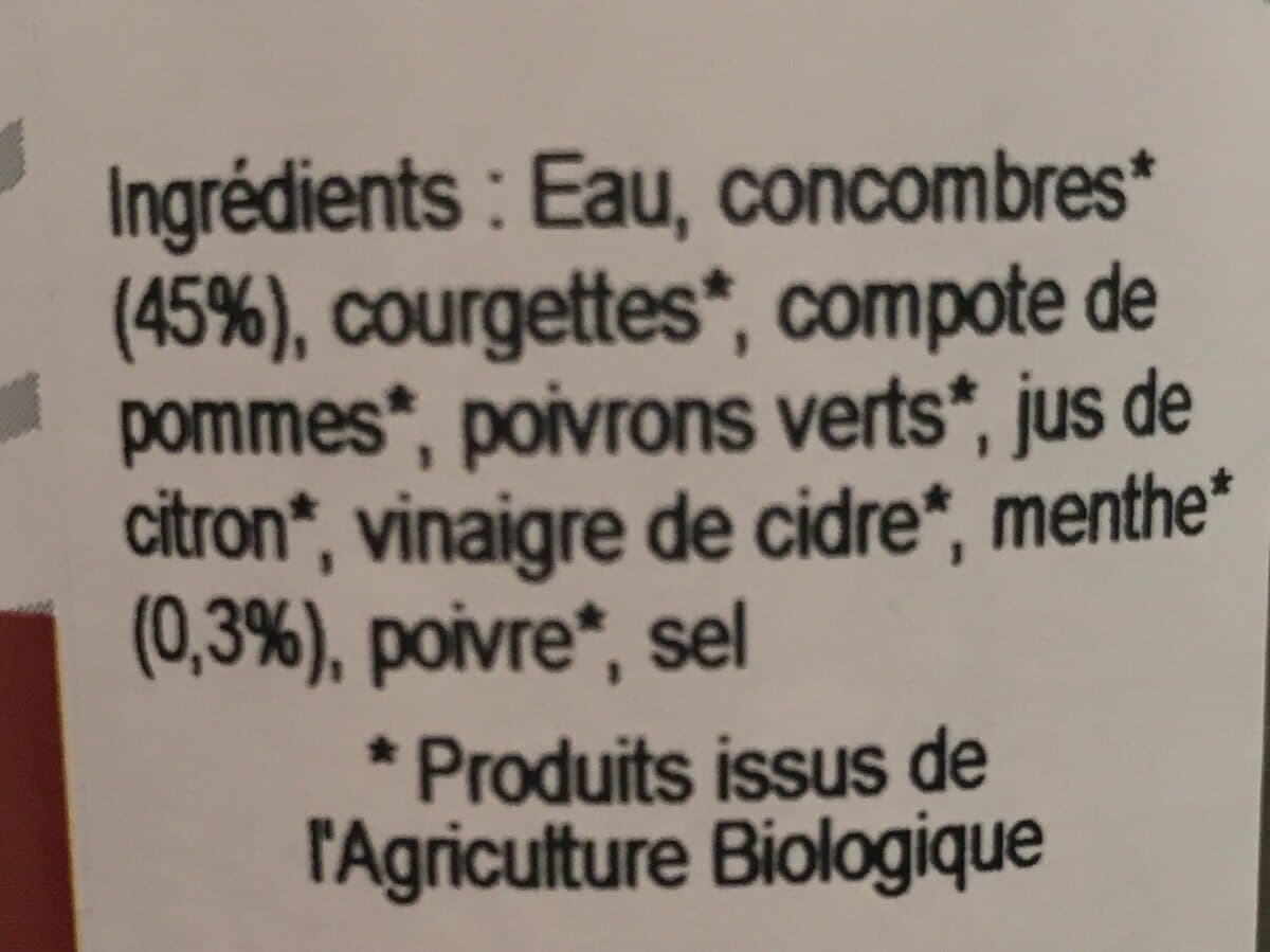 Open Food Facts Gaspacho Concombres à la Menthe packshot