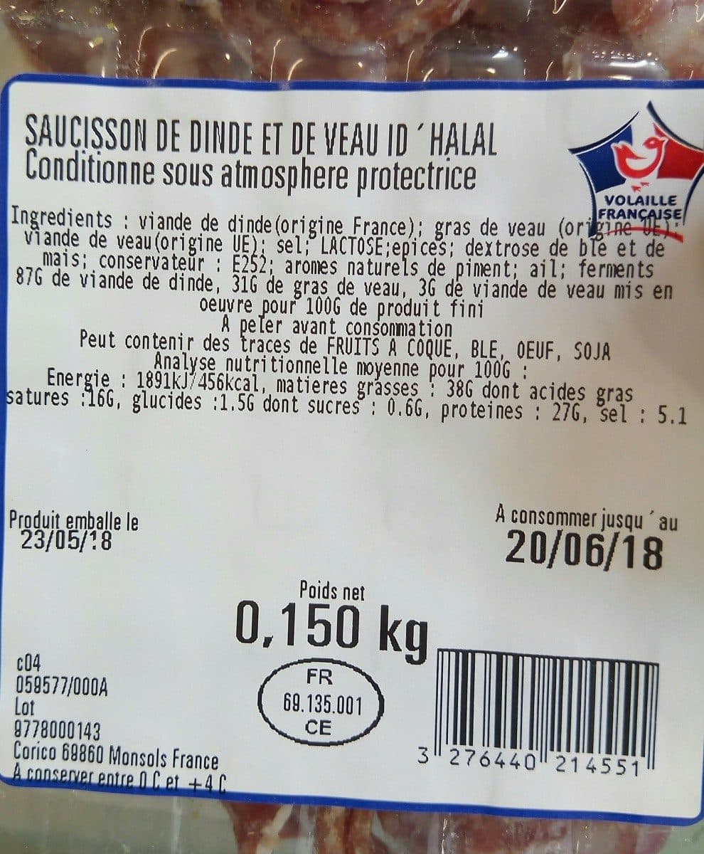 Open Food Facts Saucisson sec tranché packshot