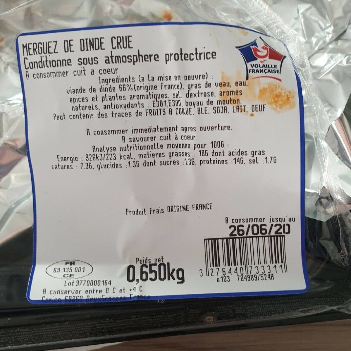 Open Food Facts Merguez de dinde crue packshot