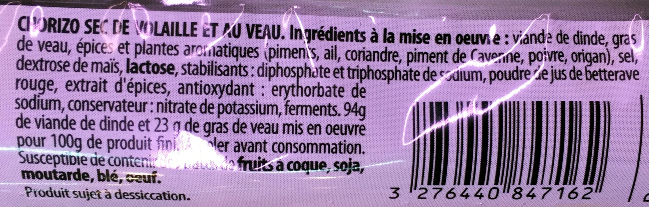 Réghalal Chorizo sec de volaille et au veau packshot
