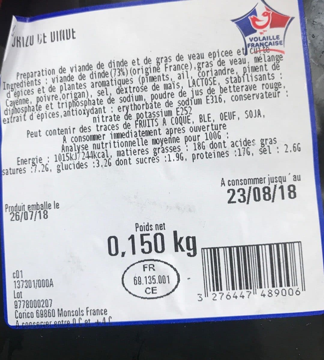 Médina Halal Corizo de dinde packshot