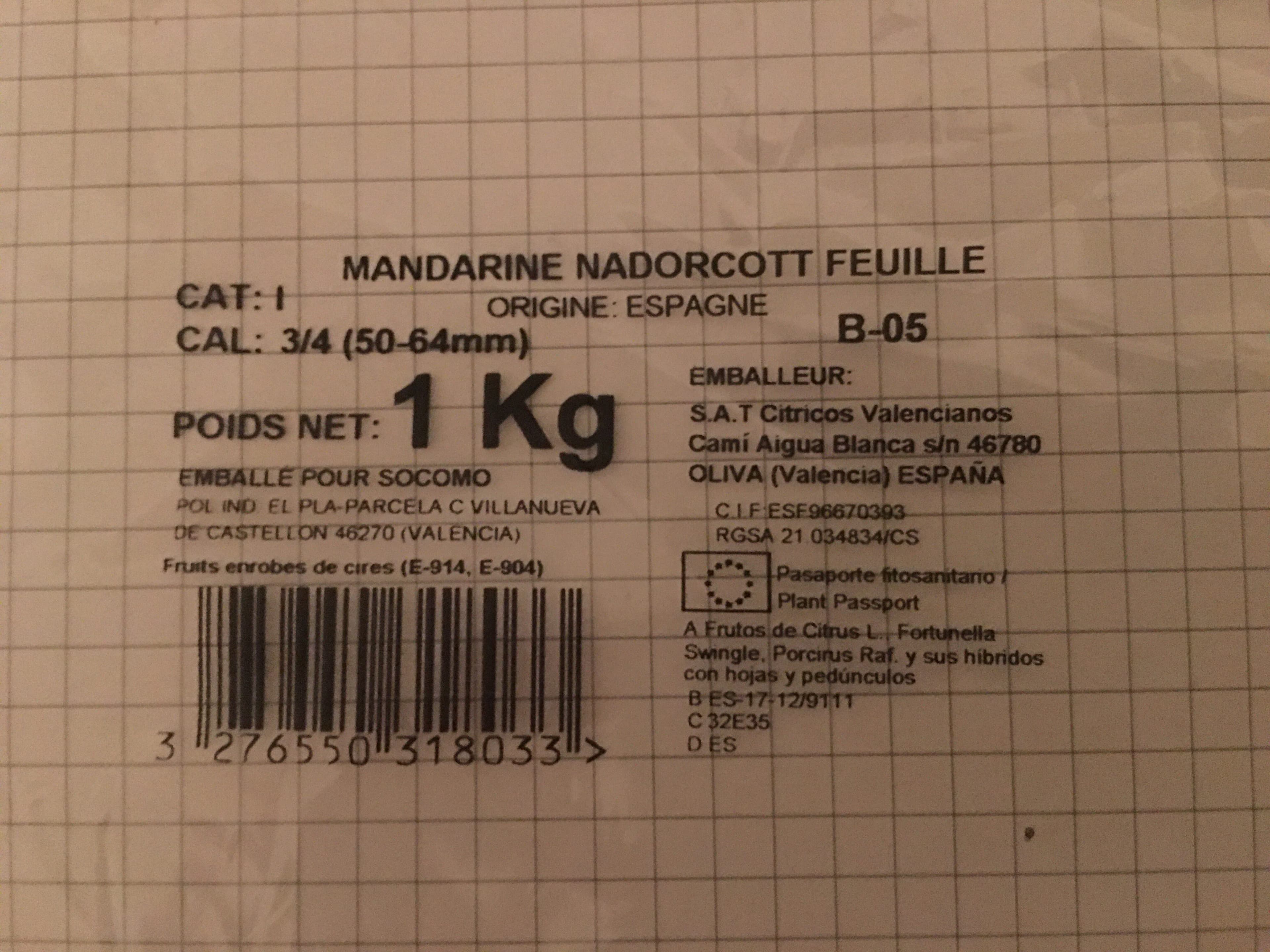 Sans Marque Mandarines feuille packshot