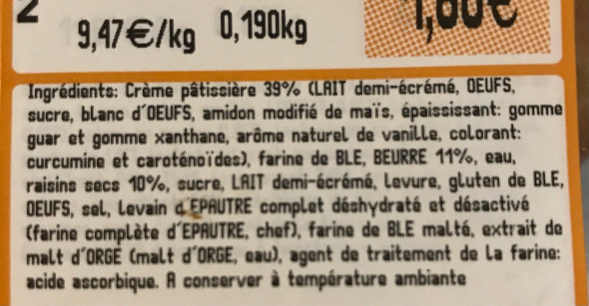Open Food Facts Pain aux raisins X2 packshot