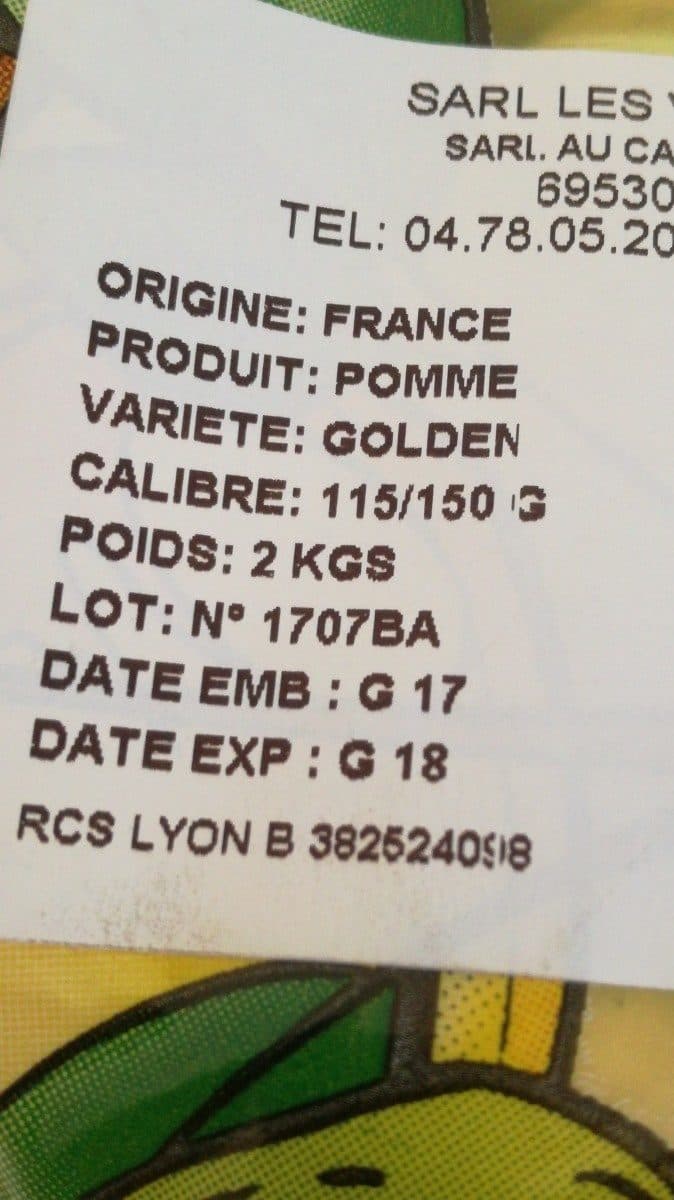 Open Food Facts Pomme Golden packshot