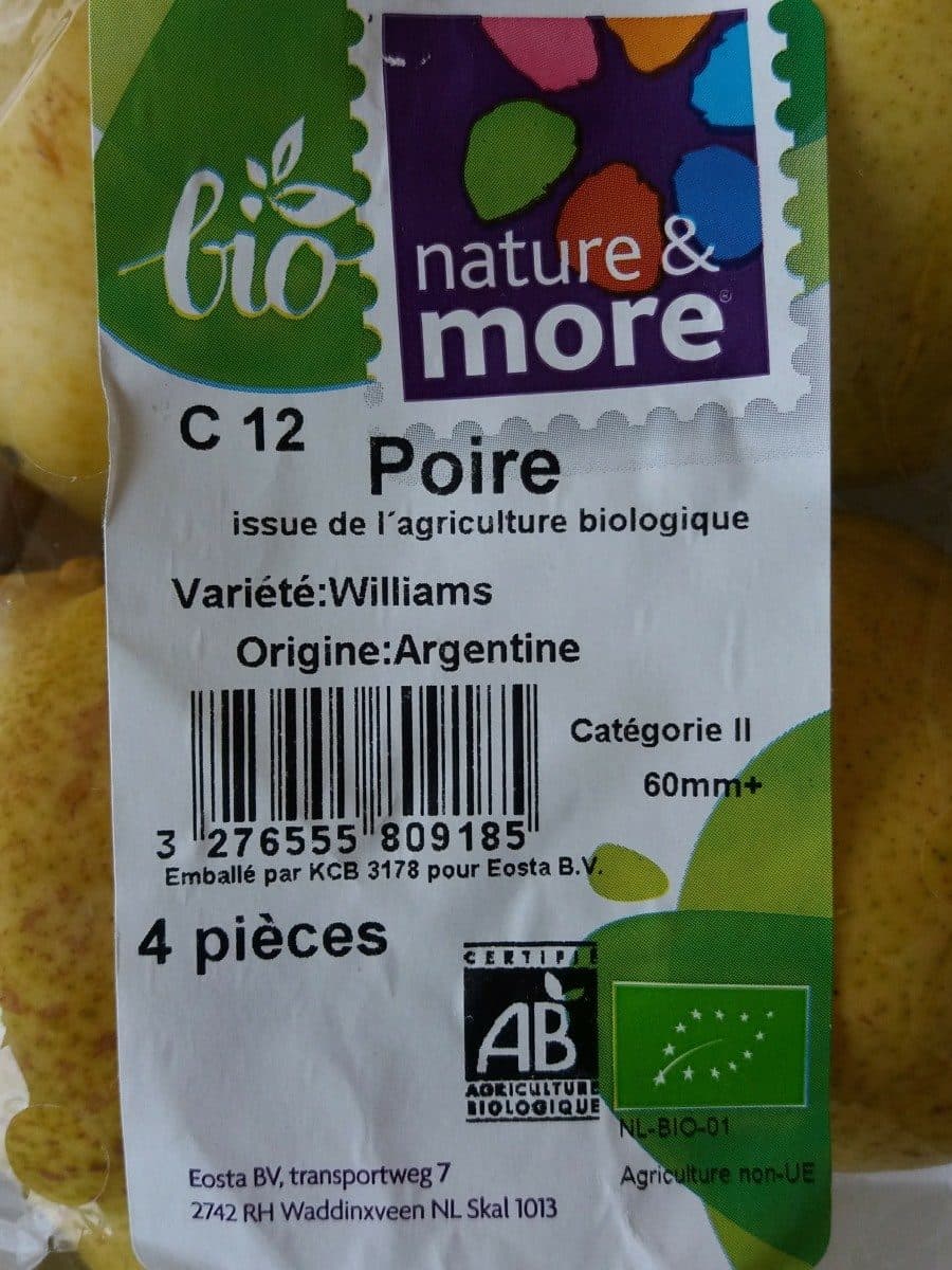 Open Food Facts Poire Bio, Variété Guyot, Catégorie 2 packshot