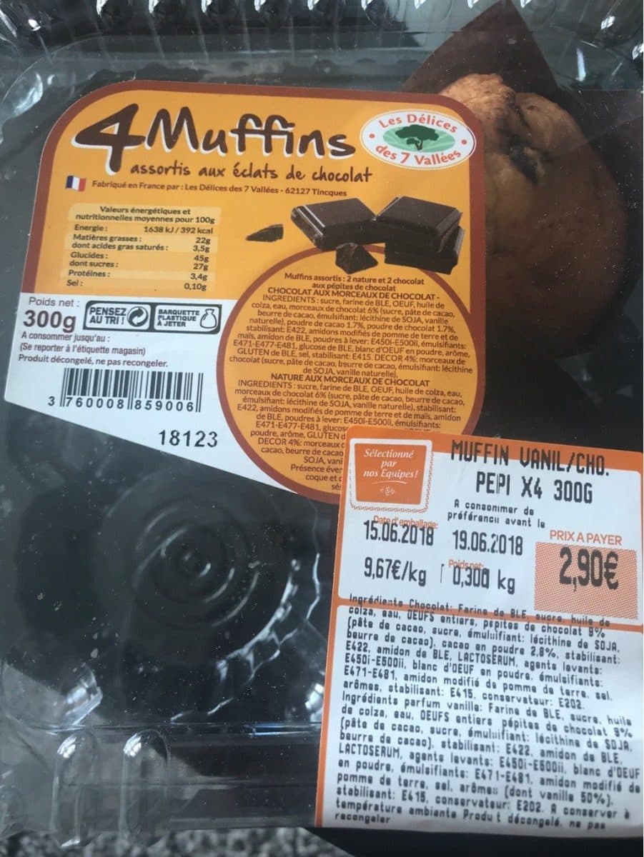 Les Délices des 7 Vallées Muffins assortis aux éclats de chocolat packshot