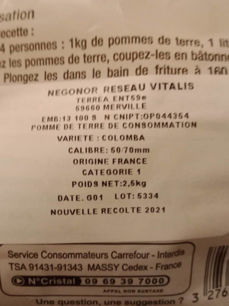 Carrefour Pommes de terre Frites Nouvelle Récolte packshot