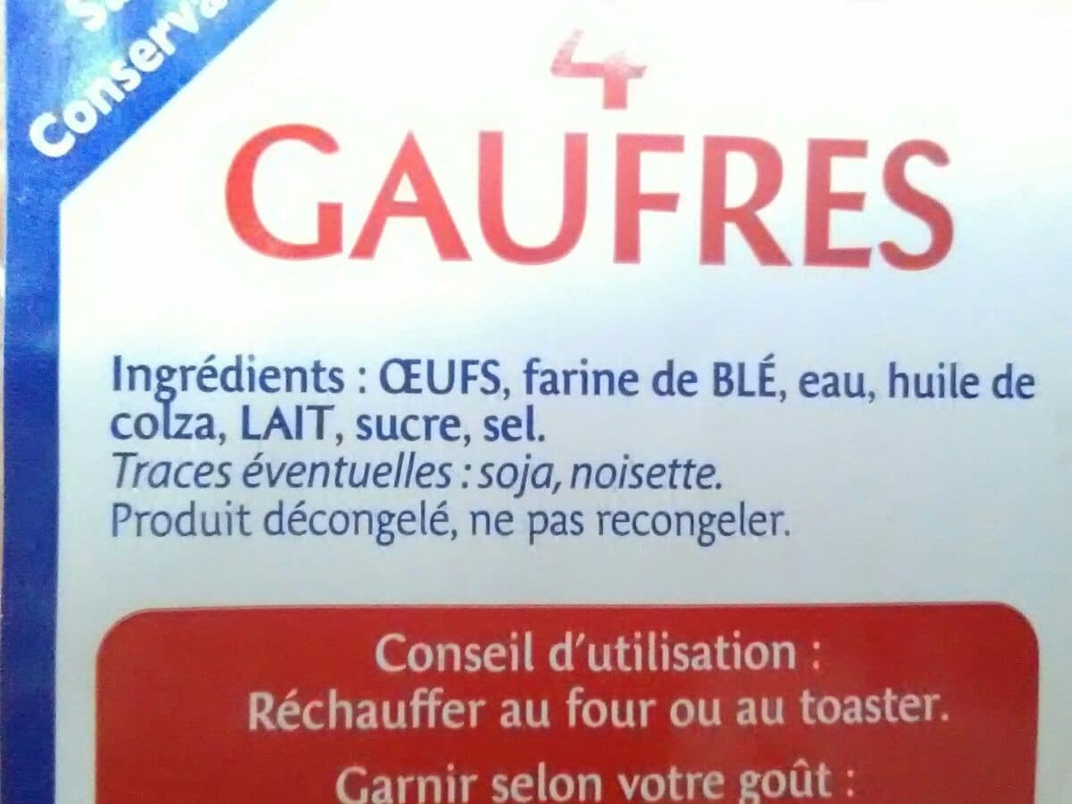 Open Food Facts Gaufres x4 sans conservateurs packshot