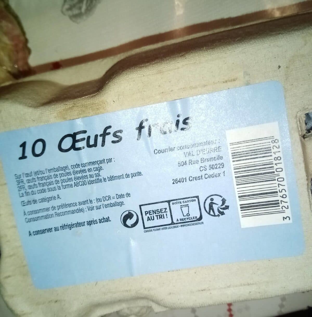 Open Food Facts 10 oeufs frais VAL D'EURRE packshot