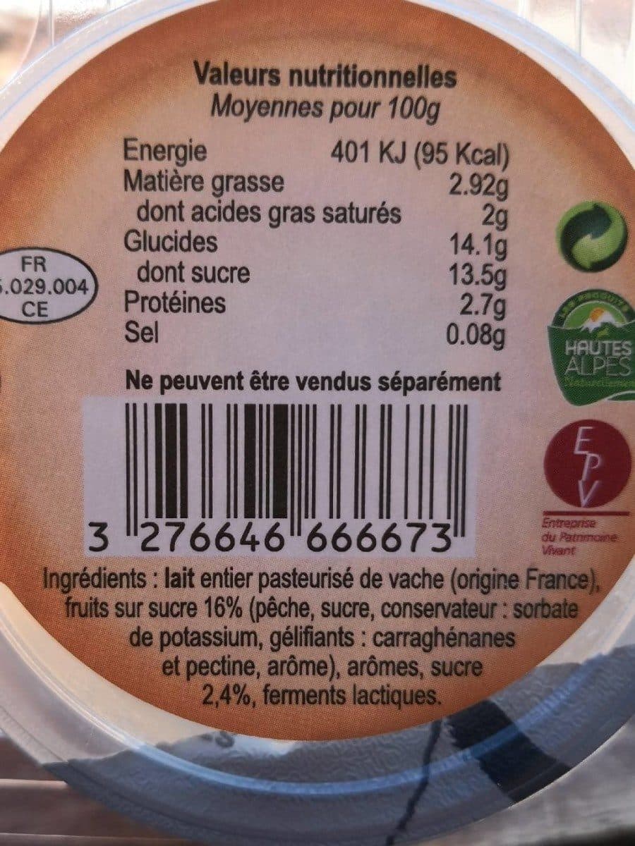 Fromagerie Ebrard Yaourt pêche des hautes Alpes packshot