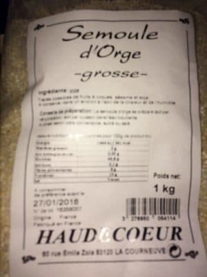 Haudecoeur Semoule Orge Grosse 1 Kg, packshot