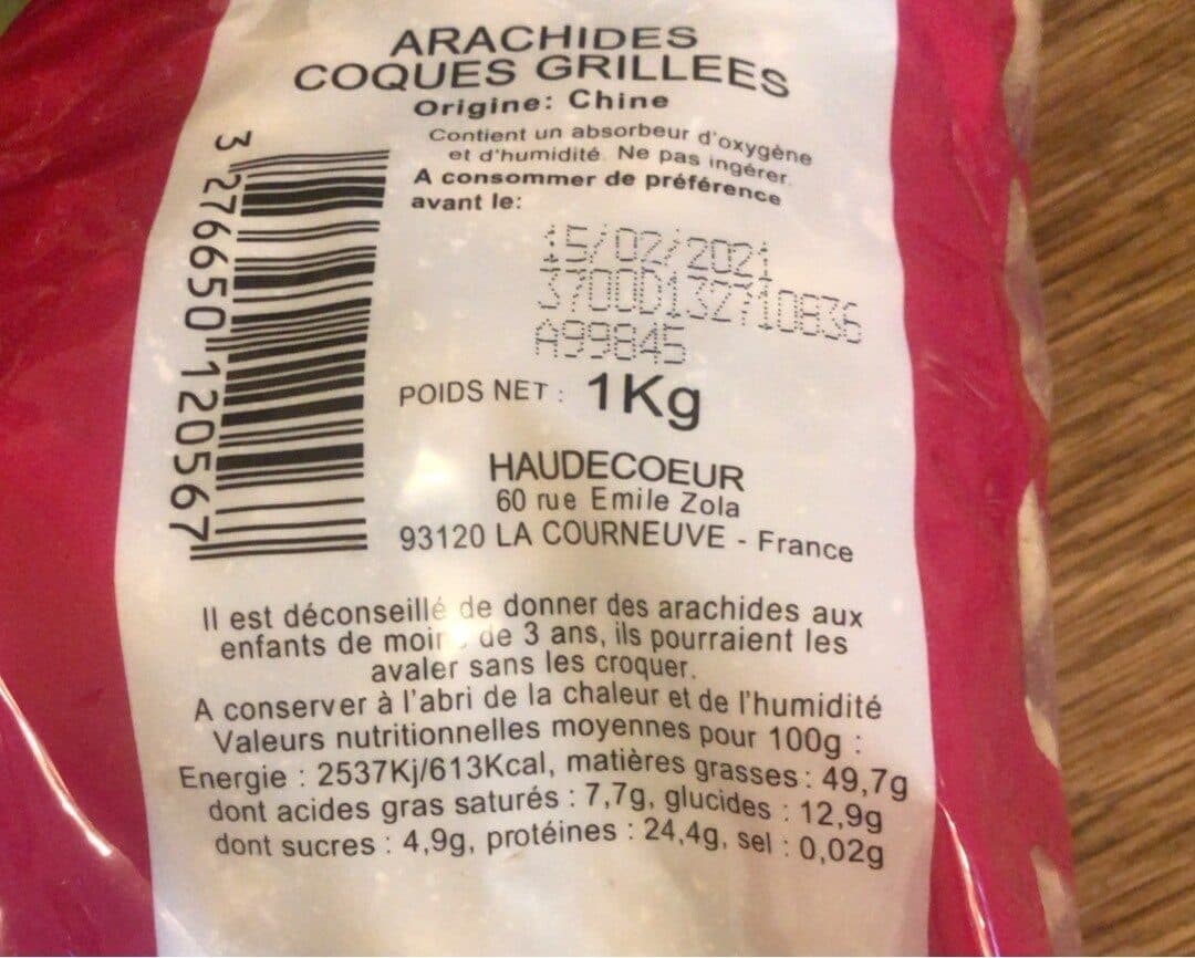 Haudecoeur Arachides Coques Grillées packshot