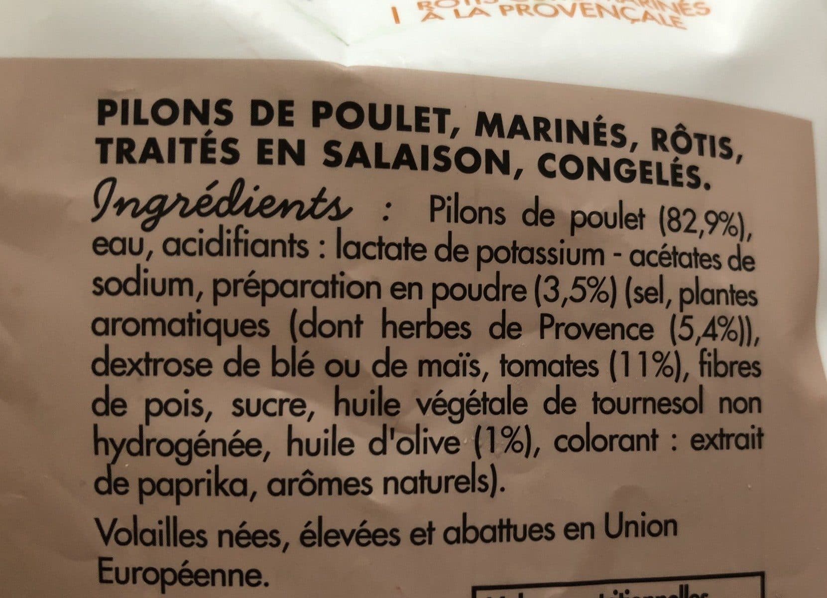 Open Food Facts Pilons de poulet rotis cuits marinés à la provençale packshot