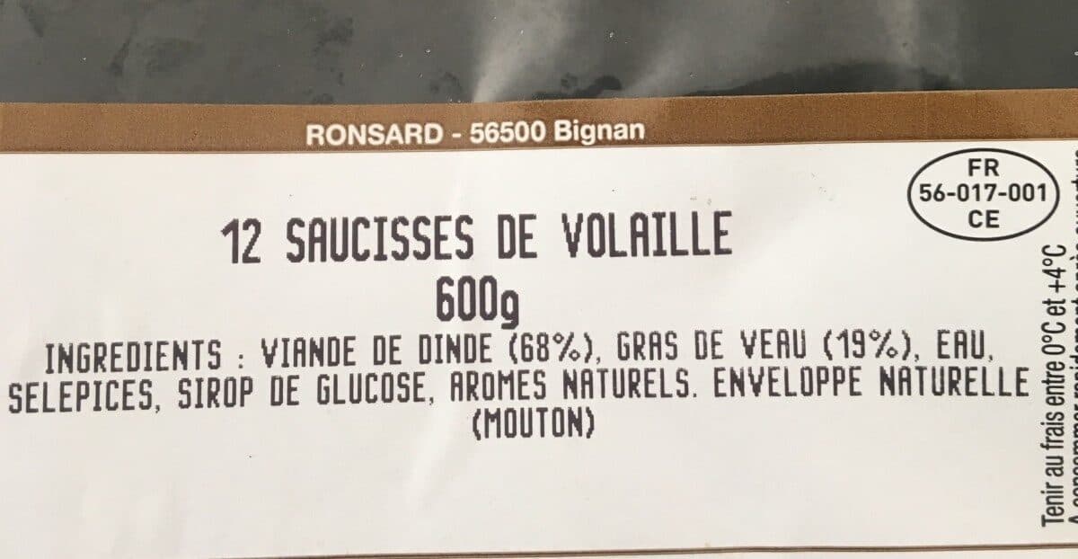 Open Food Facts 12 saucisses de volaille packshot